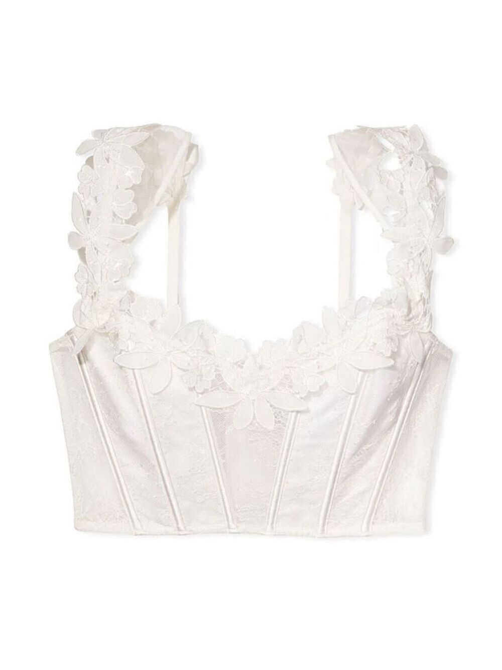 Victoria's Secret Coconut White Unlined Floral Embroidery Corset Top NWT M